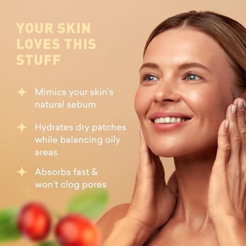 Pure Jojoba Oil for Face Hair & Skin - Lightweight, Moisturizing & Non-Greasy