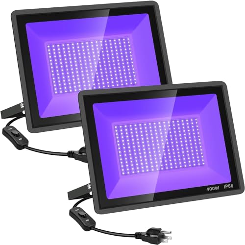 YANYCN 2 Pack 400W LED Black Light Flood Outdoor IP66 Waterproof UV Neon for Parties Halloween