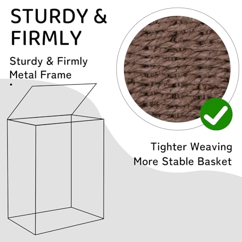Laundry Hamper with Lid - 90L Brown Handwoven Wicker Basket for Bedroom & Bathroom