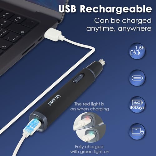 ULAIDO 3-in-1 Nose Ear Eyebrow Body Hair Trimmer for Men, Painless Rechargeable Grooming Kit