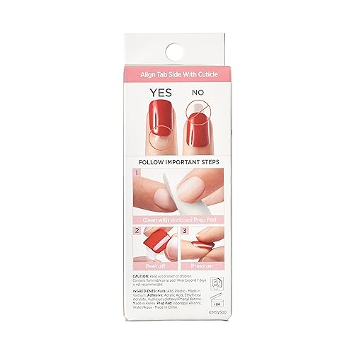 KISS imPRESS Press-On Manicure Fake Nails ? Adore You, Short, Square, Red, Easy Press On, Chip Proof, Smudge Proof, Waterproof, No Dry Time, Comfortable & Secure, Super Hold Adhesive | 30 Count