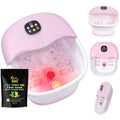 Pink Collapsible Foot Spa Bath Massager with Heat Bubbles & Remote - Tea Tree Oil Soak