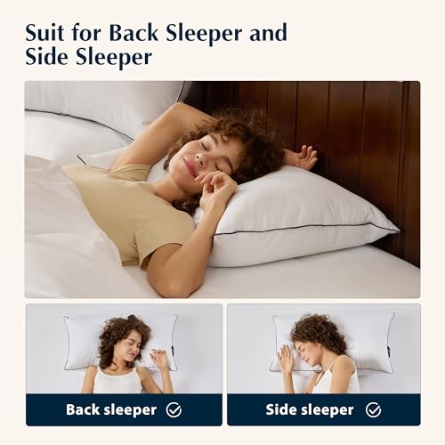Pacific Coast Premium Goose Feather & Down Bed Pillows 2-Pack - Standard Size, Hotel Quality, Medium-Firm Support for Side & Back Sleepers