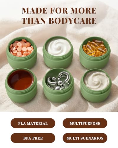 Lotour Matcha Green Travel Toiletry Containers 6-Pack - Full Routine Set with Labels