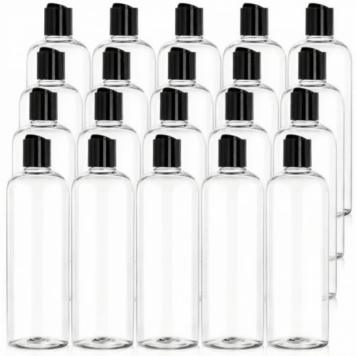 20-Pack 16oz Clear Refillable Travel Bottles with Flip Top Caps - BPA Free