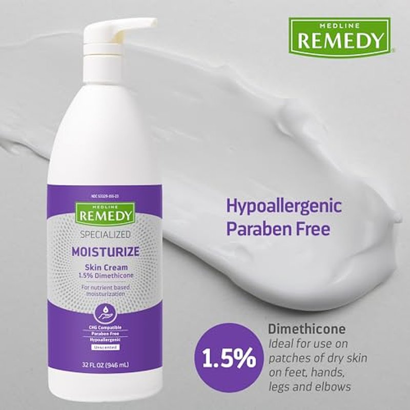 Medline Remedy Specialized Skin Cream, Unscented, 32 oz., Advanced Moisturizing Formula for Dry Skin, Single Pack