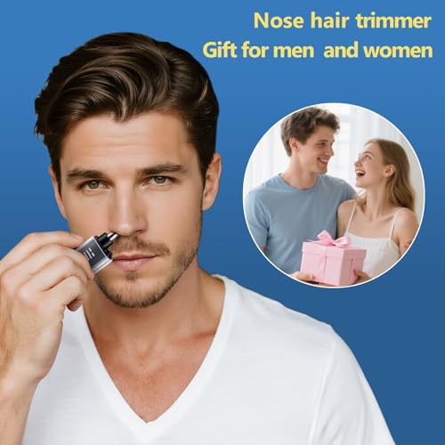 2 Pack Nose Hair Trimmer for Men and Women USB Rechargeable with Digital Display Nose and Ear Trimmer for Men Dual Edge Rotating Blades Easy Clean Detachable Head Compact and Travel Friendly