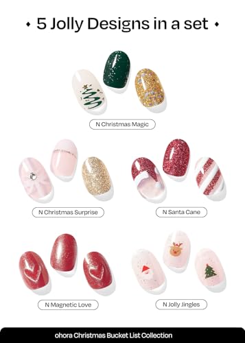 ohora Christmas Bucket List Limited Edition Nail Sticker Set - Salon-Quality, Long Lasting, Easy to Apply & Remove