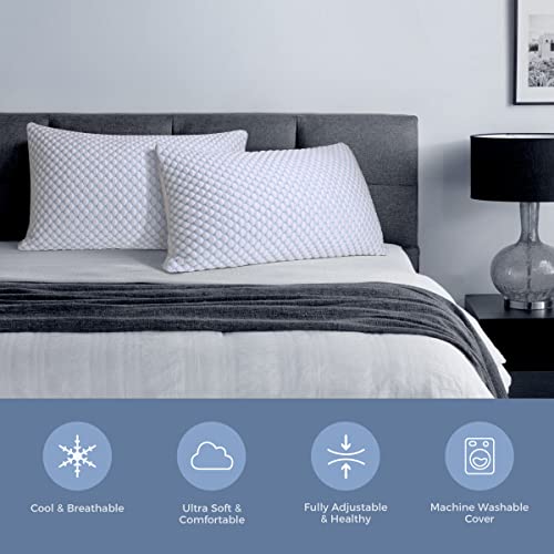 OSBED Queen Shredded Memory Foam Pillow Set of 4 with Cooling & Adjustable Support
