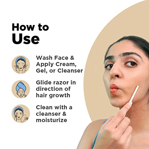 FURR Reusable Facial Razor for Women, German Blades ? Pack of 3 | For Eyebrows, Upper Lip, Forehead, Chin & Sideburns | Includes Storage Sleeve