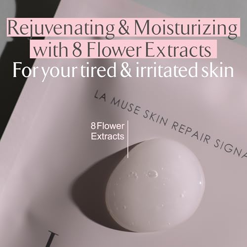 LA MUSE Biocellulose Signature Face Mask(2ea) | Deep Hydrating, Tightening & Firming Care for Skin Repair | Rejuvenating & Moisturizing | Cooling & Soothing Sensitive Skin | Face Mask Korean Skin Care