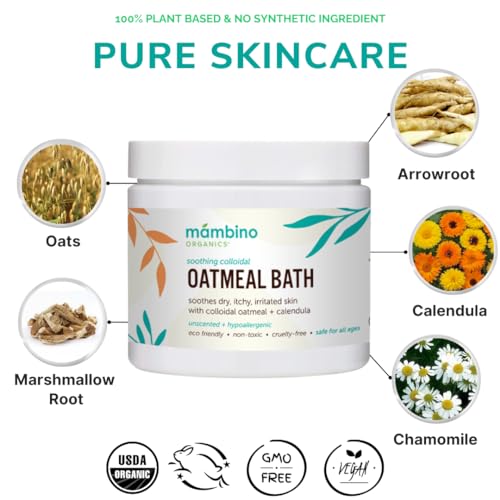 Calming Skin Set with Oatmeal Bath Powder & Soothing Body Oil - 11oz - Fragrance-Free for Sensitive Skin - Vegan & Gentle for Babies & Adults