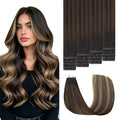 Invisible Tape in Hair Extensions - Real Human Hair, 16 Inch, Natural Black to Caramel Blonde, 3rd-Gen Sweetmet