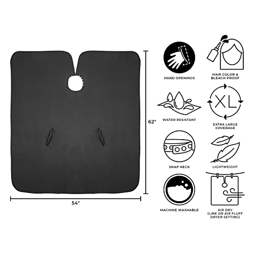 All Purpose Cricket Hand Talker Salon Capes with Hand Openings – Black