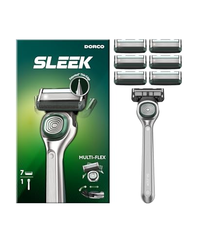 Men's 6 Blade Razor with Flexible Head & Handle + 7 Cartridges - Smooth Shave