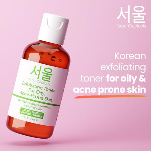 SeoulCeuticals Korean Toner for Oily Acne Prone Skin ? Korean Skin Care Tea Tree Toner for Face ? Facial Toner Centella Asiatica, Salicylic Acid. 4 FL OZ