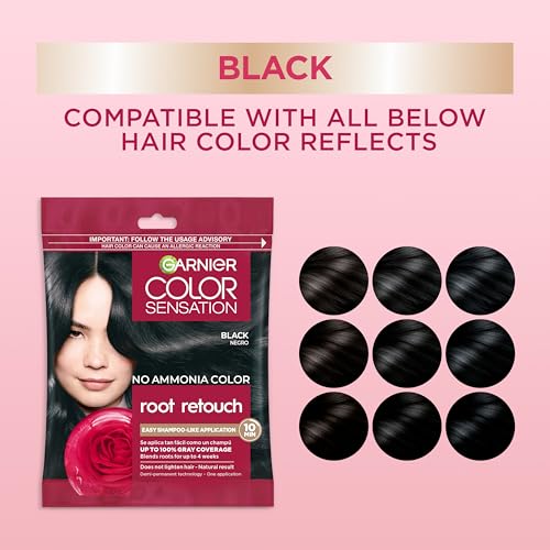 Hair Root Touch-Up Kit Black 6 Count - No Ammonia, Easy Application