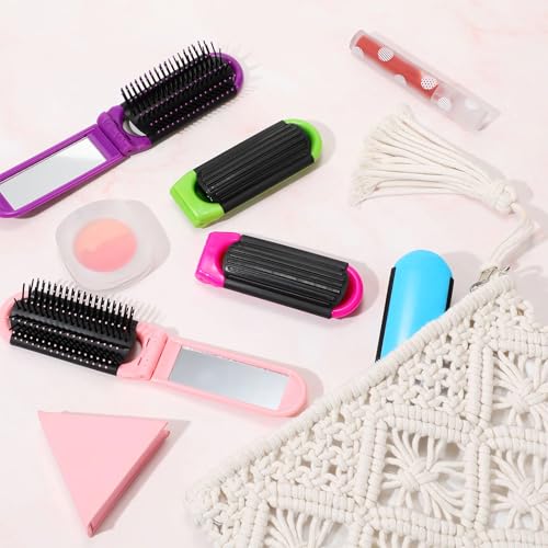Travel Hair Brush with Mirror, Foldable Portable Hair Comb for Men Women