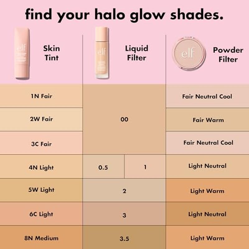 e.l.f. Halo Glow Liquid Filter, Complexion Booster For A Glowing, Soft-Focus Look, Infused With Hyaluronic Acid, Vegan & Cruelty-Free, 2 Fair/Light