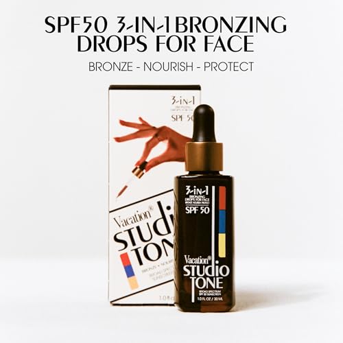 SPF 50 Bronzing Drops for Face - Natural Sun-Kissed Glow, Hydrating & Protective