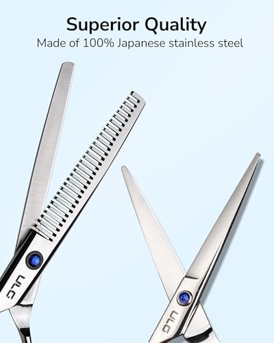 ULG Left Handed Hair Cutting & Thinning Scissors Kit - 6.5 Inch Professional Barber Shears