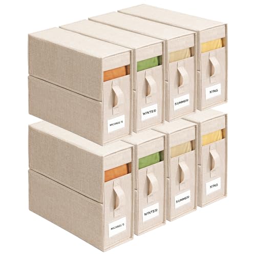 ZenStorage Beige 8-Pack Sheet Organizers for Linen Closet, Large Capacity