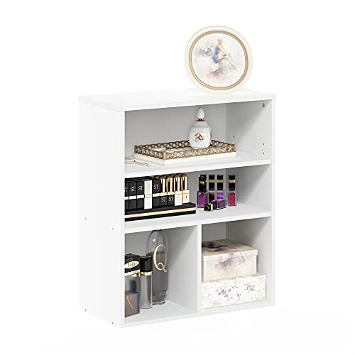 Furinno Pasir 3-Tier Display Bookcase - White, Compact & Modern