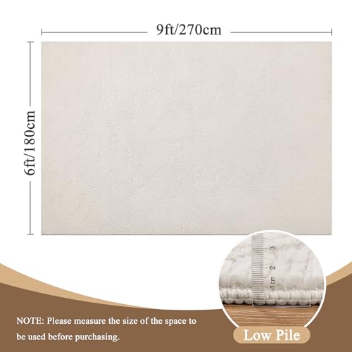 Ileading 6x9 ft Beige Tropical Banana Leaf Area Rug, Non-Slip Fluffy Carpet for Living Room & Bedroom