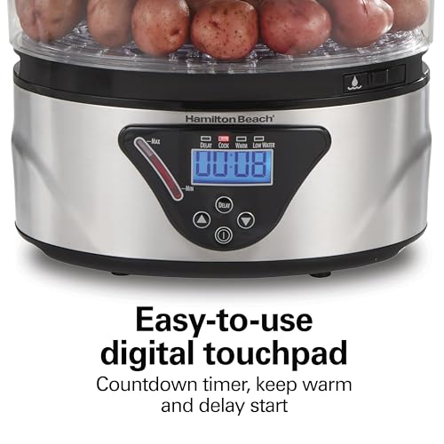 Electric Food Steamer and Rice Cooker 2-Tier 5.5 Qt Black & Stainless Steel - Stackable
