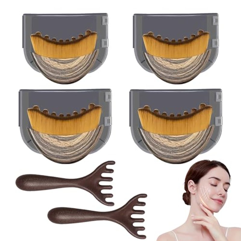 Lymphatic Contour Face Brush, Dry Brushing Face Brush, Lymphatic Drainage Massager for Face, Chin & Jawline Sculpting,Fits to The Skin to Relieve Fatigue (6PCS)