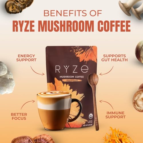 RYZE Organic Mushroom Coffee Starter Kit - Medium Roast, Pack of 2