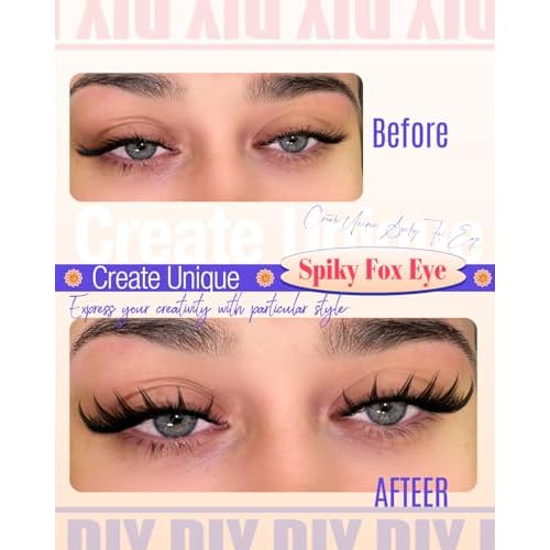 Lash Clusters Fox Eye Spikes Eyelash Extension Wispy Manga Cluster Eyelashes Fairy Spiky Cluster Eyelash Extensions 144Pcs Cat Eye Individuals Lashes Long DIY Volume Anime Lash Extension