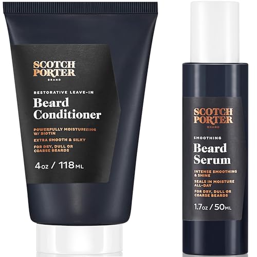 Men's Leave-In Beard Conditioner & Smoothing Serum - Vegan, Paraben-Free, 4oz & 1.7oz