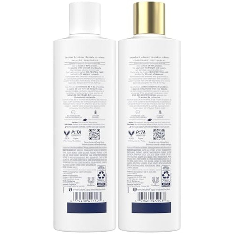 Dove Shampoo & Conditioner, Lavender & Volume Damage Therapy ? Volumizing Hair Products for Women with Fine, Flat Hair, 12 Oz Ea