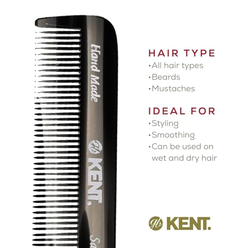 6 Pack Fine Tooth Beard & Hair Comb - 4.5 Inch Handmade Pocket Travel Grooming Comb for Men & Women - Graphite