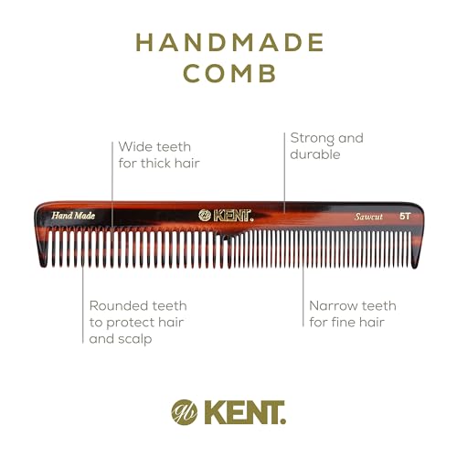 Kent 5T Double Tooth Hair & Beard Comb Set 3 Pack - Tortoise Shell Finish