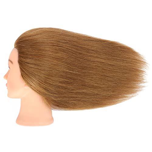 Mannequin Head for Hair Styling & Cosmetology Practice - Straight Tan, 100% Human Hair