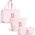 Initial Cute Toiletry Makeup Bag Pouch Cosmetic Travel Bag | Gift for Niece Sister Friend Female Her Mom | Birthday Gifts for Women Daughter Gifts - Pink B