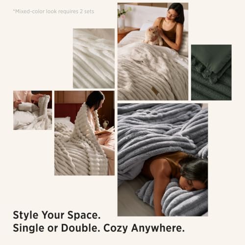Bedsure 2-in-1 Comforter Set with Detachable Blanket - Oversized King, Beige (Variation 01)