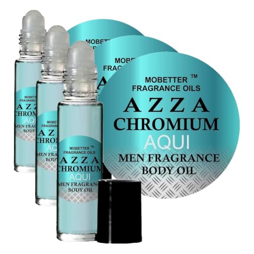 Men's Cologne Body Oil - Azza Chromium Scent Roll-On 0.33 Fl Oz Pack of 3 Variation of THIS listing