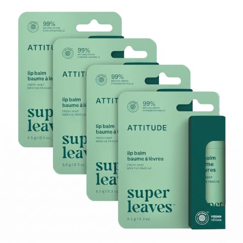 Plastic-Free Mint Lip Balm - Vegan, Cruelty-Free, EWG Verified, 0.3 Oz Pack of 4