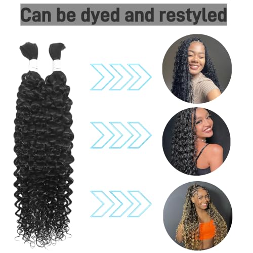 NERUMO 18Inch / 100G Water Wave Human Braiding Hair - No Weft, Brazilian Virgin, Boho & Knotless Braid Extensions, 12A Quality