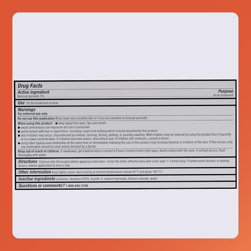 Acne Medication Gel 5% Benzoyl Peroxide - Vanishing Formula, Greaseless - 1.5 Oz Pack of 6