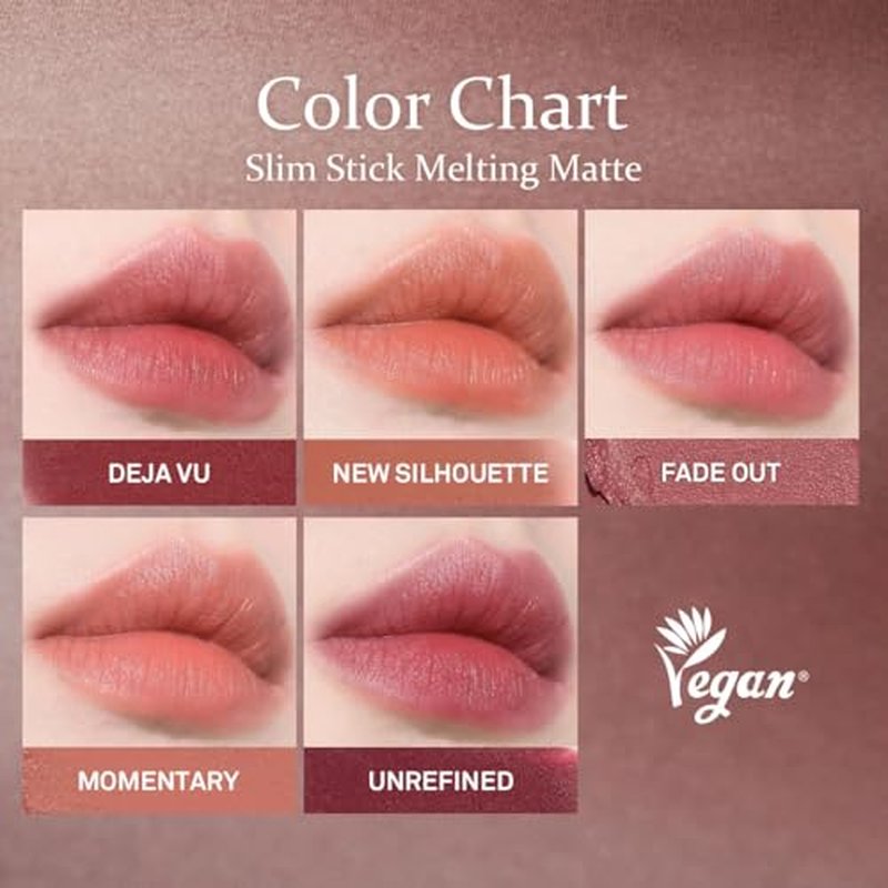 HINCE Slim Stick Melting Matte - Glides On Smooth, Sheer Color, Soft Finish, No Clump & Flake, Vivid Layered Color, Hydrating Comfort, Lightweight Cashmere Finish (NEW SILHOUETTE)
