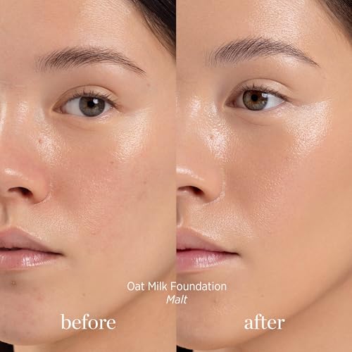 Ere Perez - Natural Oat Milk Liquid Foundation | Breathable, Buildable, Medium Coverage | Peach Extract, Vitamin E | Vegan, Cruelty-Free, Clean Beauty (Malt | light neutral, 1fl oz | 30mL)