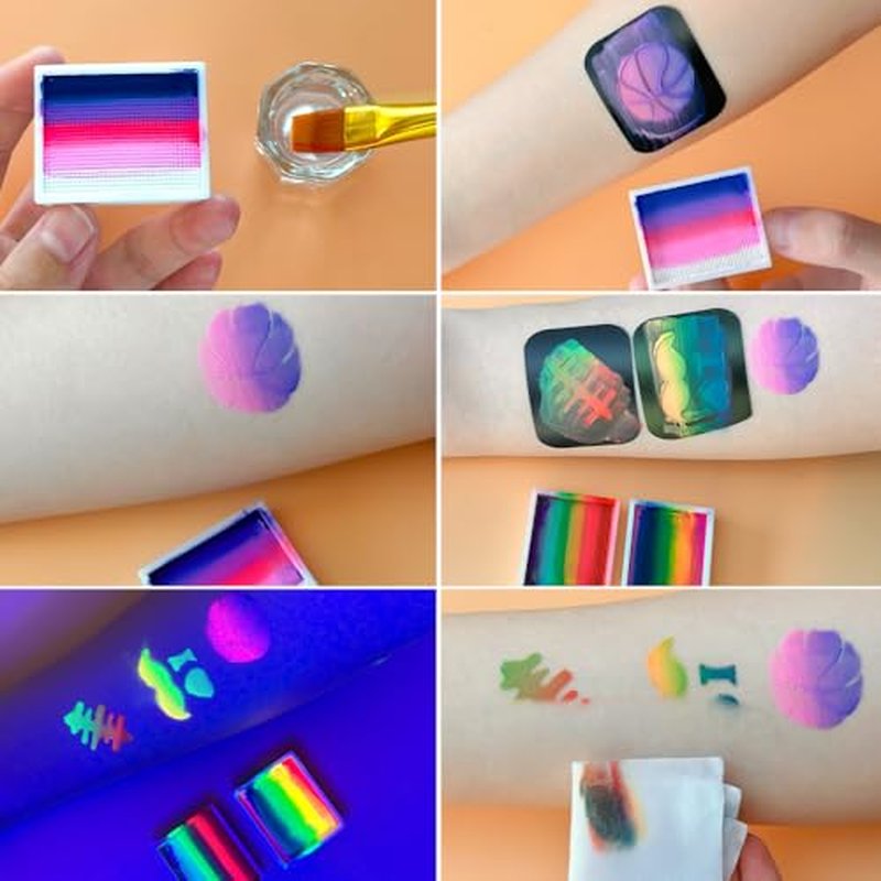 12 Colors Face Body Paint Palette,Split Cake Face Paint Palette FX Makeup, Water Activated Non Toxic Rainbow Body Painting with Brush for Halloween Makeup,Festivals & Events