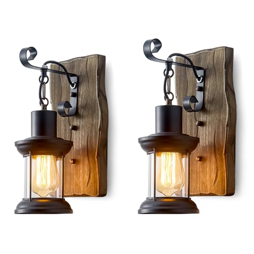 Farmhouse Wall Sconces 2 Pack Rustic Indoor Wall Lights with Clear Glass - NDDSWM