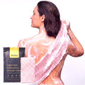 Pink Exfoliating Face & Body Scrub Towel - 47x10 Inch Long Reusable Shower Cloth