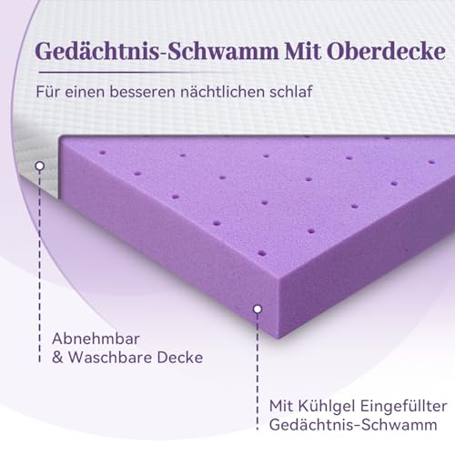 SINWEEK 3-Inch Gel Memory Foam Mattress Topper Full Size with Removable Cover
