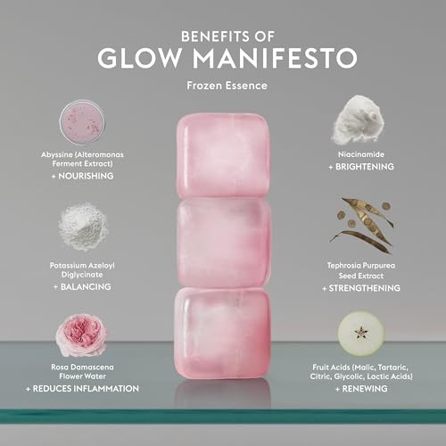 Glow Manifesto Ice Cubes ? Skin Brightening, Hydrating & Firming Cryotherapy Skincare with Hyaluronic Acid for Radiance, Pore Tightening, Anti-Wrinkle, Dark Spot Corrector & Depuffing Face Care